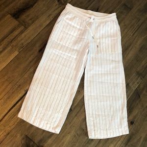 Athleta linen striped crop pants